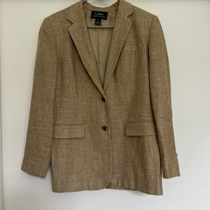 Vintage Ralph Lauren tweed style tan padded blazer 10
